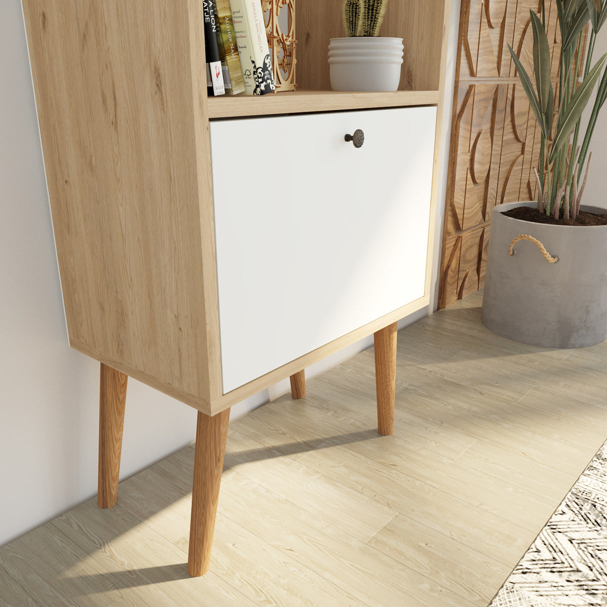 Bimossa W50 Janus Bookcase White & Oak - White