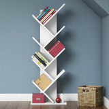 Bimossa W40 Hitit Tree Bookcase 128.5 cm - Modern Wooden Bookshelf/Tall Freestanding Book Shelf with Multi-Compartment Storage, Decorative Tree Bookshelf for Living Room, Office or Bedroom