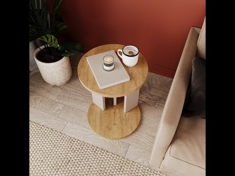 Bimossa I0410 Ursula Round Side Table Light Grey and Oak
